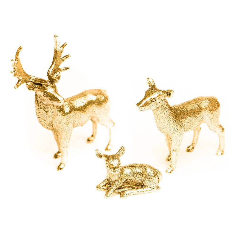 Deer Family 22ct Gold Plated British Made Animal Art Figure Collection Female Fawn [Stag, Deer, Set]