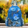 Bohemian Blue Floral Women Backpack Multi-Compartment Versatile Chest Bag With Braided Handles Polyester Zip Closure Ideal For Vacation Travel Bag
