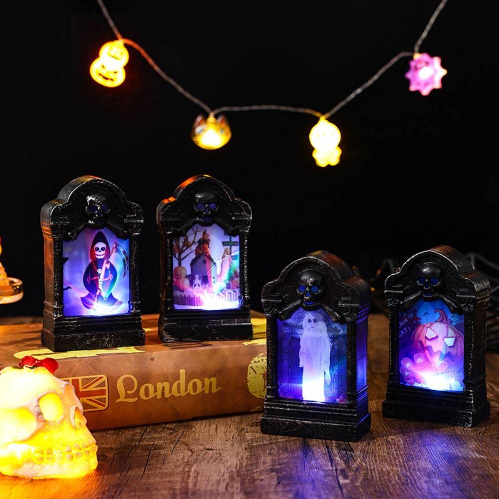 Creative Skull Lamp Retro LED Nightlight Durable Luminous Tombstone Night Light Secret Room