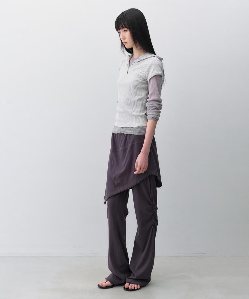 INSILENCE WOMEN Slim Snap Hoodie Top Light Grey