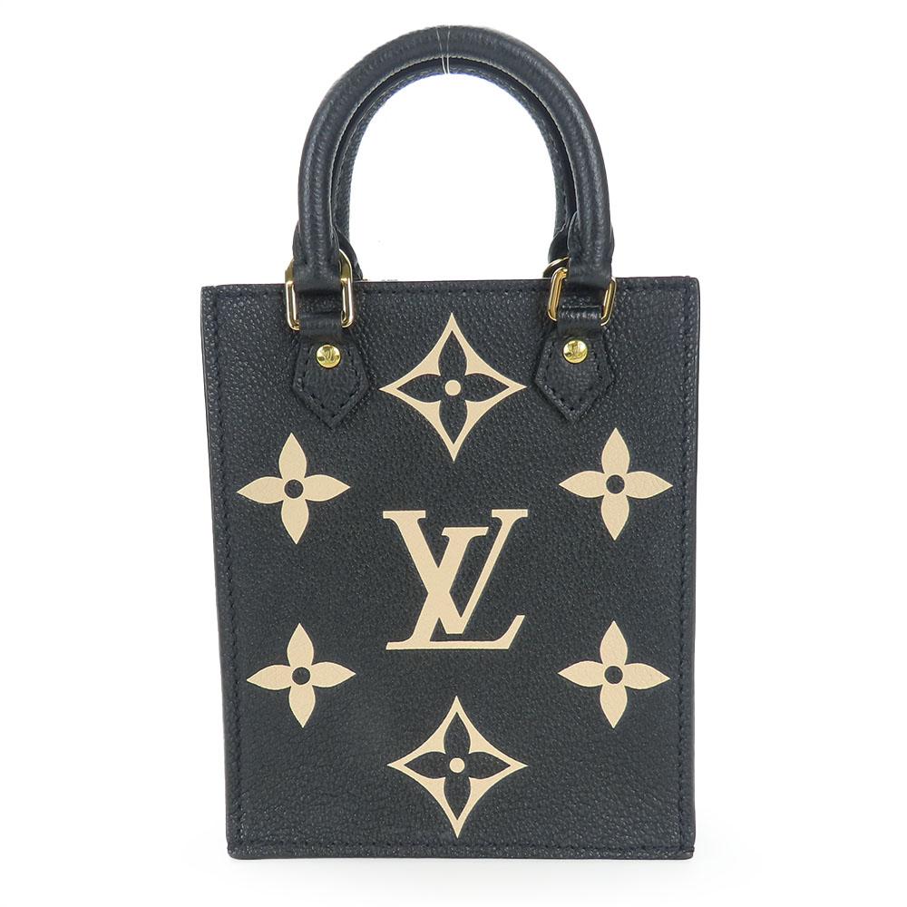 Used LOUIS VUITTON Handbag Petit Sac Plat M81416 Monogram Ann Platt Black Beige 2WAY