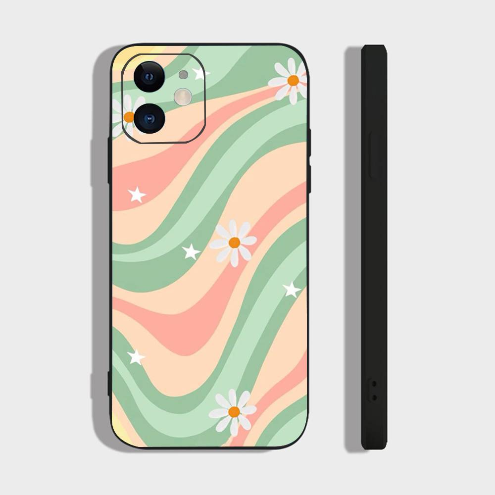 Colorful Waves Phone Case For IPhone 17 Air 16 15 14 13 Pro Max 11 12 Black Silicone Cover