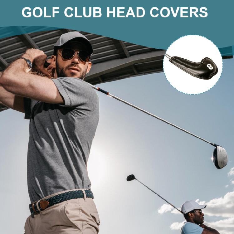 10Pcs Golfs Iron Head Cover with Big Number for Long Neck Golfs Club Head Thick Synthetic PU Leathers Golfs Head Cover