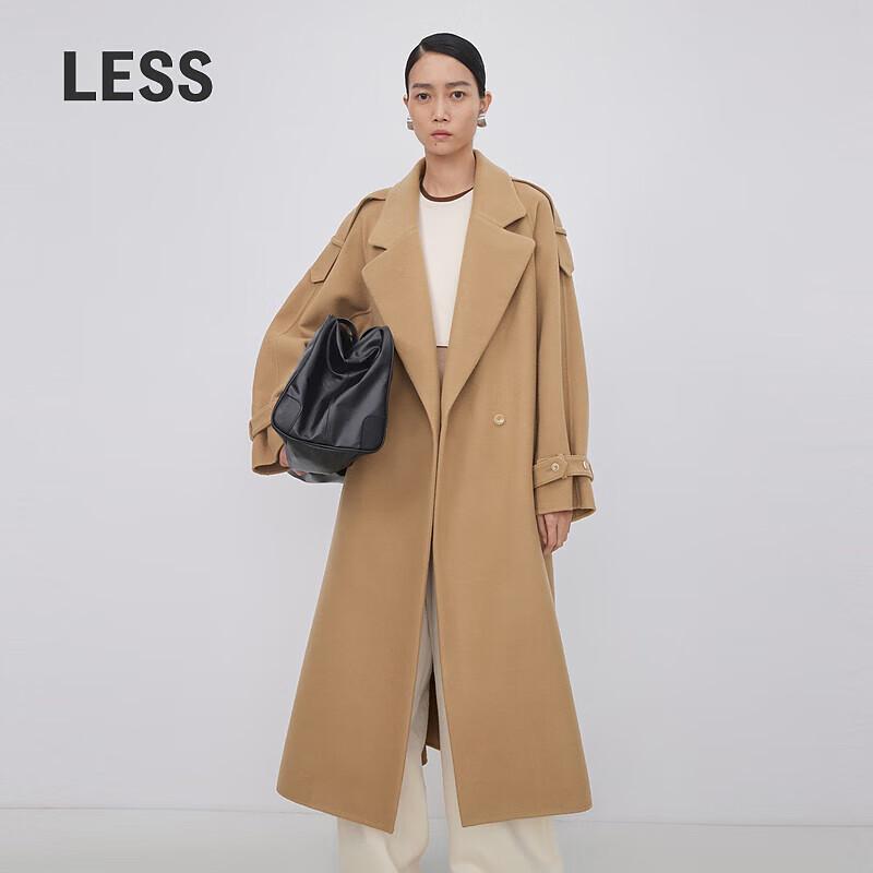 LESS Women's Loose 100% Wool Long Winter Coat
