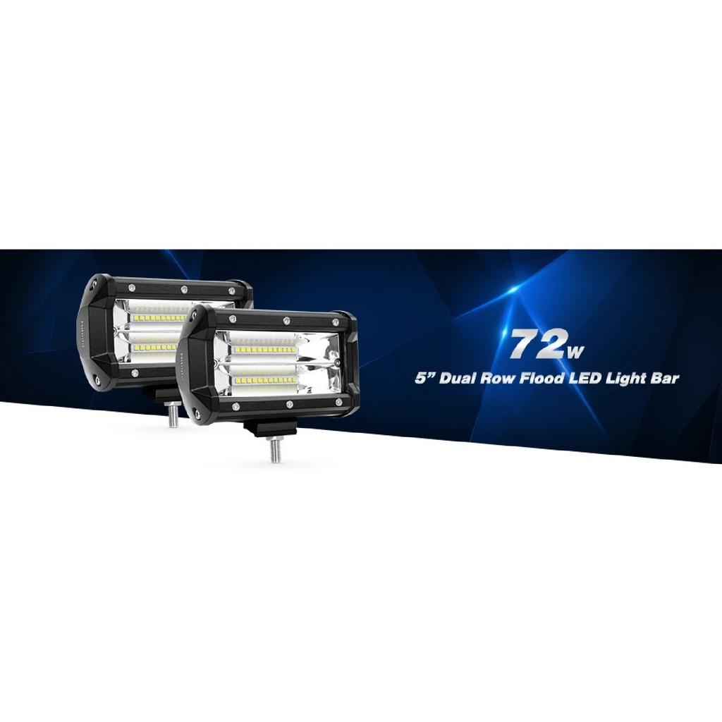 Nilight 5Inch 72W Double Row Flood Bar 10800Lumens Driving Fog Led Off Road Lights for Trucks Jeep ATV UTV SUV Boat Marine 2PCS