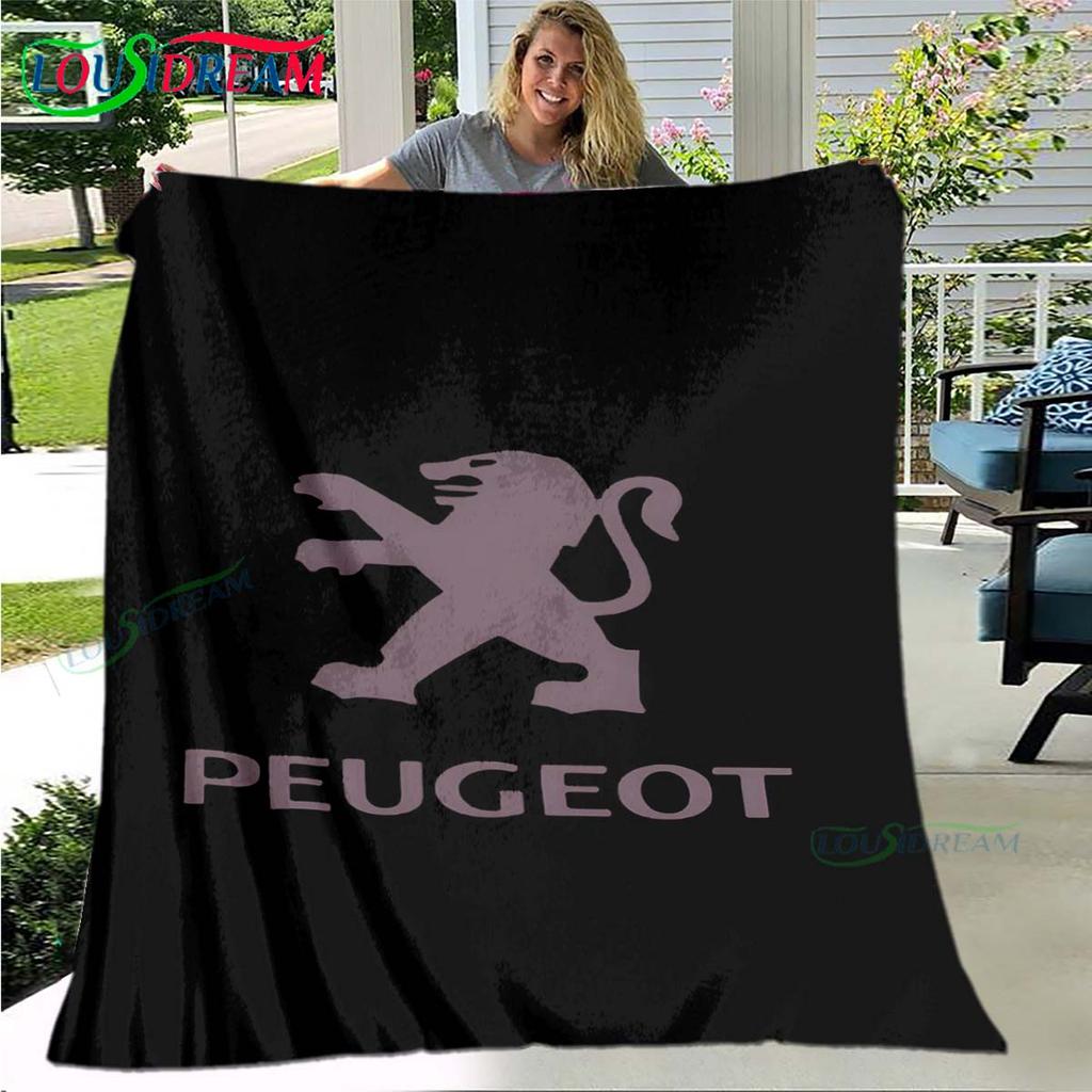 Fashion Car P-Peugeot Logo Blanket Flannel Throw Blanket For Home Bedroom Bed Sofa Picnic Office Hiking Leisure Nap Gift