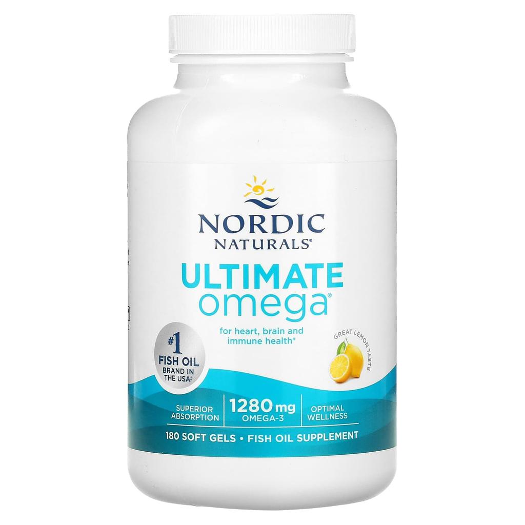 Nordic Naturals Ultimate Omega, Lemon, 1,280 Mg, 180 Softgels (640 Mg Per Softgel)