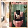 Ванная комната Кот Читает В Туалете Водонепроницаемая Тканевая Занавеска Для Душа Занавеска Для Украшения Ванной Комнаты Домашняя Занавеска Для Душа В Гавайском Стиле