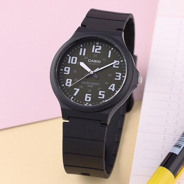 Casio Men's Fashion Student College Entrance Exam Wristwatch Khaki + Battery Exchange Voucher Package