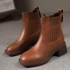 2024 Новые осенние женские ботинки коричневые ботинки челси из натуральной кожи женская обувь зимние ретро ботильоны кожаные женские туфли 35-40