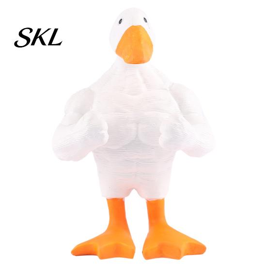 Outdoor Duck Statue Resin Muscular Figurine, Strong Fitness Statue, Office Desk Ornament White Yellow Shape for Table Decor Muscle Figurine