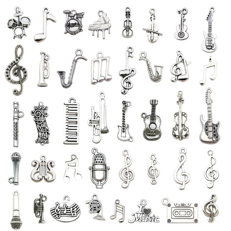 Vintage Music Instrument Charms Alloy Pendant DIY Bracelet Necklace Keychain Craft Jewelry Supplies