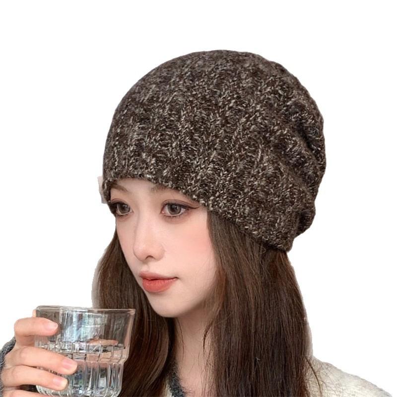 Knitted hat mountaineering women's new autumn and winter warm windproof ear protection cold hat shows a small face and increases the head circumferenc