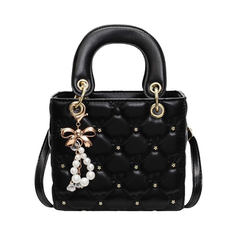 Rhombus Embroidery Thread Small Bag Women's Winter New High-end Fashion Shoulder Messenger Bag Texture Portable Small Square Bag