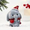 Cute Calf And Elephant Ornaments Resin Cow/Elephant Figurines with Santa Hats, Christmas Animal Ornaments, Small Statues for Windowsills Desktop
