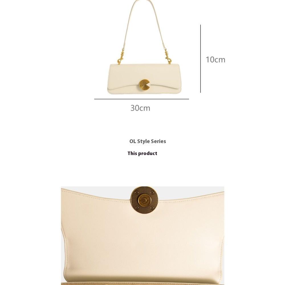 Cowhide Underarm Bag, High-end Portable Baguette Bag, Women's Niche Oblique Span Bag, Genuine Leather Shoulder Women's Bag