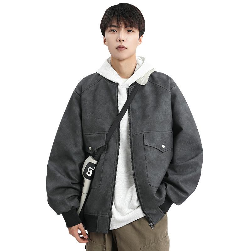 Куртка из искусственной кожи Мужская куртка из упитанной кожи Мужской бейсбольный костюм Костюм для толстяка American Street