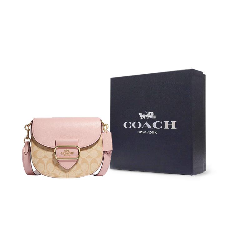 Новая парусиновая сумка-седло COACH Morgan с овчиной, на плечо, кроссбоди, маленького размера, женская, хаки с монограммой и розовая CF410-IMSWZ