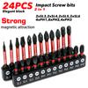 12/24 Pieces of Ph/Sl High-Strength Impact-Resistant Screwdriver Bit Set, 25/50mm S2 Alloy Steel with Strong Magnetism, Suitable for Power Tools