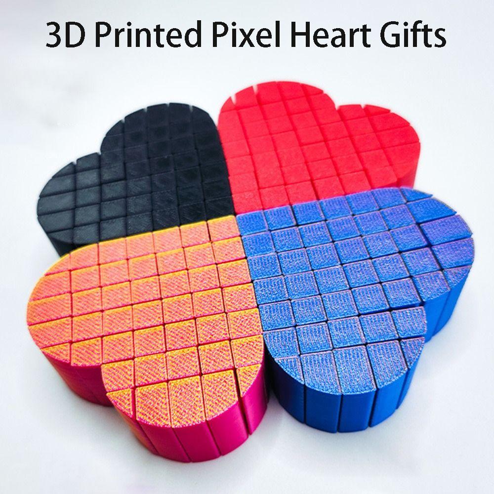 Fractal 3D Printed Pixel Heart Gifts AntiAnxiety Decompression Toy Heart Fidget Toys Kid/ Adult