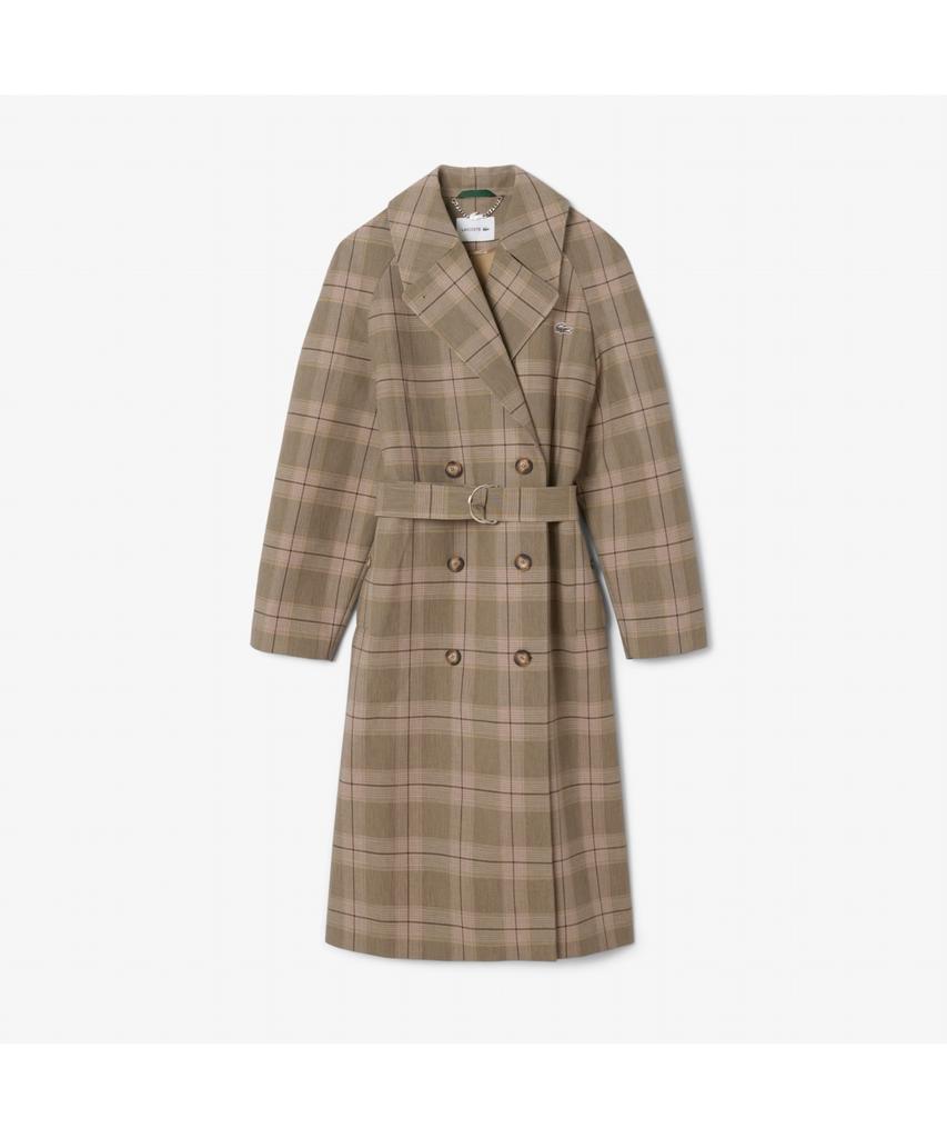 Lacoste Women'S Relaxed Fit Check Trench Coat Bf8410-55N Aim