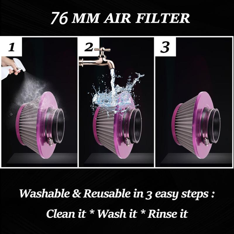 Air Filter 76MM Filter Stainless Steel Net Mushroom Head Mushroom Head High Flow Air Filter