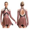 Women Figure Skating Performance Costume Sheer Mesh Rhinestones Leotard Dress for Modern Lyrical Dance Gymnastics Acrobatics
