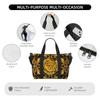 Golden Lion Baroque Pattern Travel Duffel Bag Personalized Weekender Overnight Bags with Shoulder Strap Unisex Sports Gym Bag