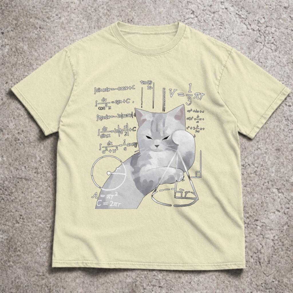 Unisexs Casual Math Cats Graphic TShirt Summer Short Sleeve Round Neck Top Cat Meme Design Fun Print Tee Y2k TShirt