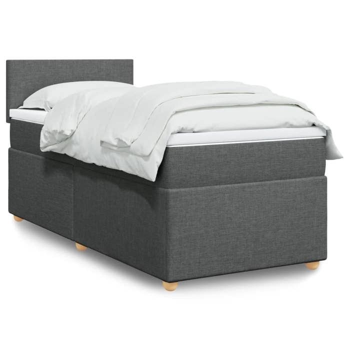 Maison Exclusive - Sommier à lattes de lit avec matelas Gris foncé 80x200 cm Tissu