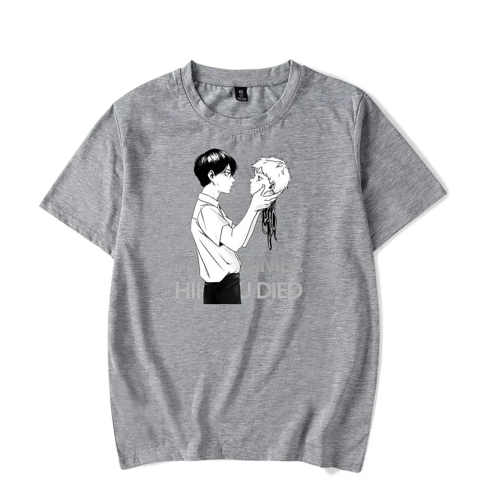 Summer Men's Japanese Anime Hikaru Died Cartoon Pattern Printed T-shirt, 100% Pure Cotton Fashionable Round-neck Clothing