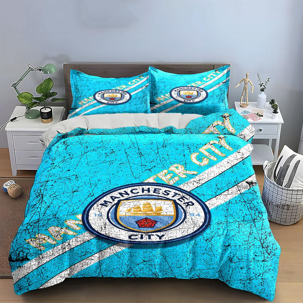 Manchester City Bedding Set Bedding Duvet Cover Set Duvet Cover Pillowcases (1 * Duvet Cover 2 * Pillowcases, without duvet insert)