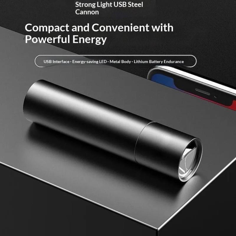Rechargeable Mini LED Flashlight IPX5 Waterproof Telescopic Zoomable Powerful Torch for Camping Cycling Night Use