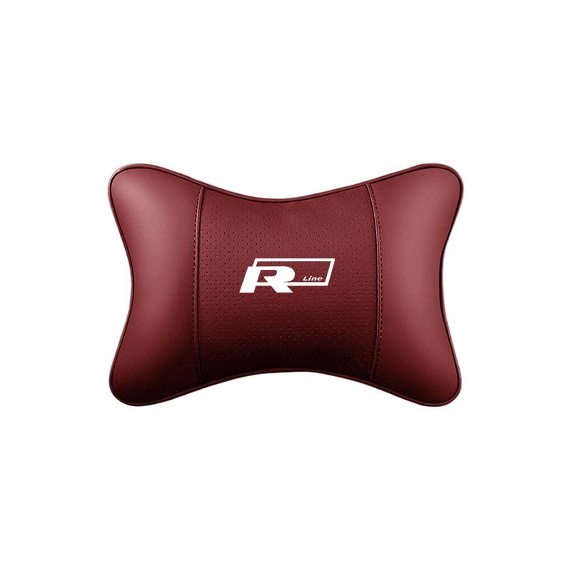 hijk1 Car Seat Leather Headrest Neck Cushioning Support Head Pillow For VW GTI Polo Golf Passat Tiguan Arteon Touareg CC Taigo Caddy
