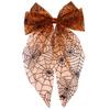 Halloween hair clip with mesh large bow and spring clip, quirky pumpkin holiday party costume hair accessory