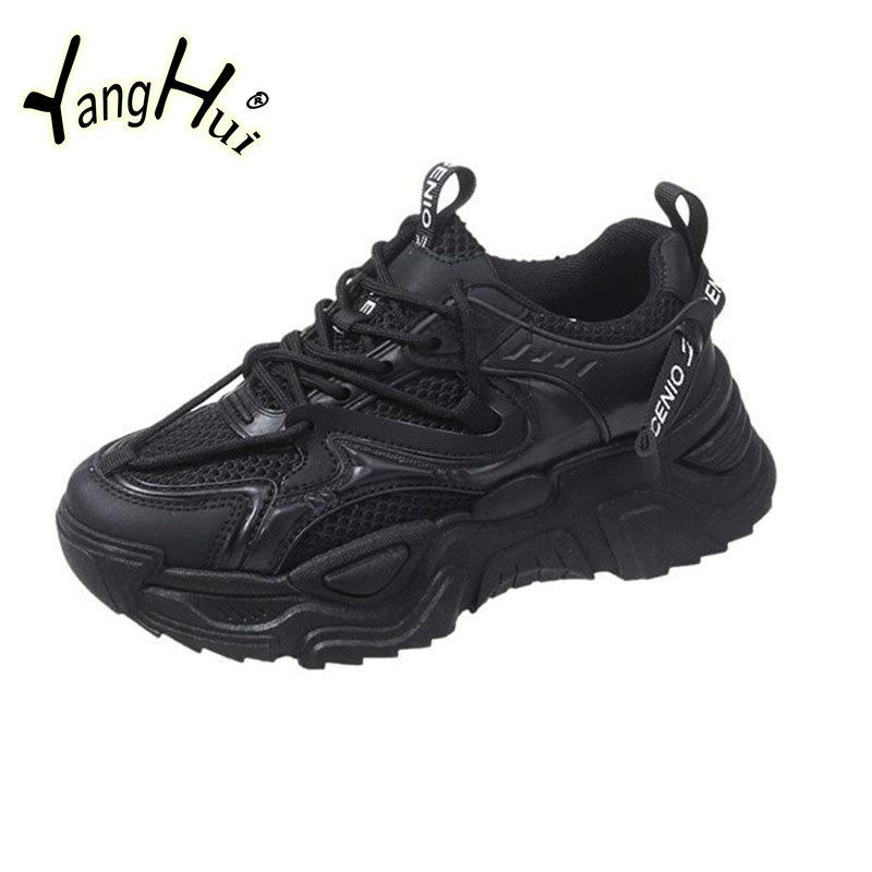 Сетчатые Дышащие Удобные Универсальные Кроссовки Студенческий Стиль 2024 Новая Мода Толстая Подошва Противоскользящие Беговые Спортивные Туфли Лето