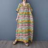 Ladies' V-neck Vintage Long Skirt Cotton Linen Dress