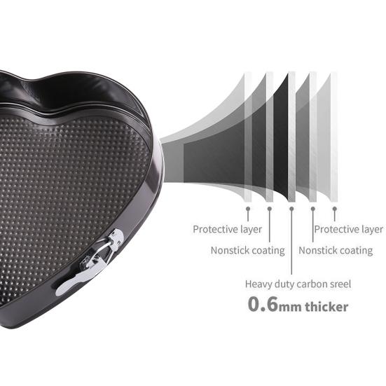 Пищевая сковорода пружинной формы в форме сердца, не содержащая BPA, термостойкая, многоразовая, безопасная для микроволновой печи, антипригарная форма для чизкейка