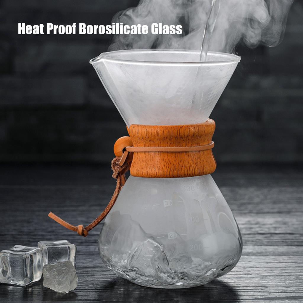 Pour Over Coffee Maker 27oz Paperless Glass Carafe with Stainless Steel Filter Reusable Glass
