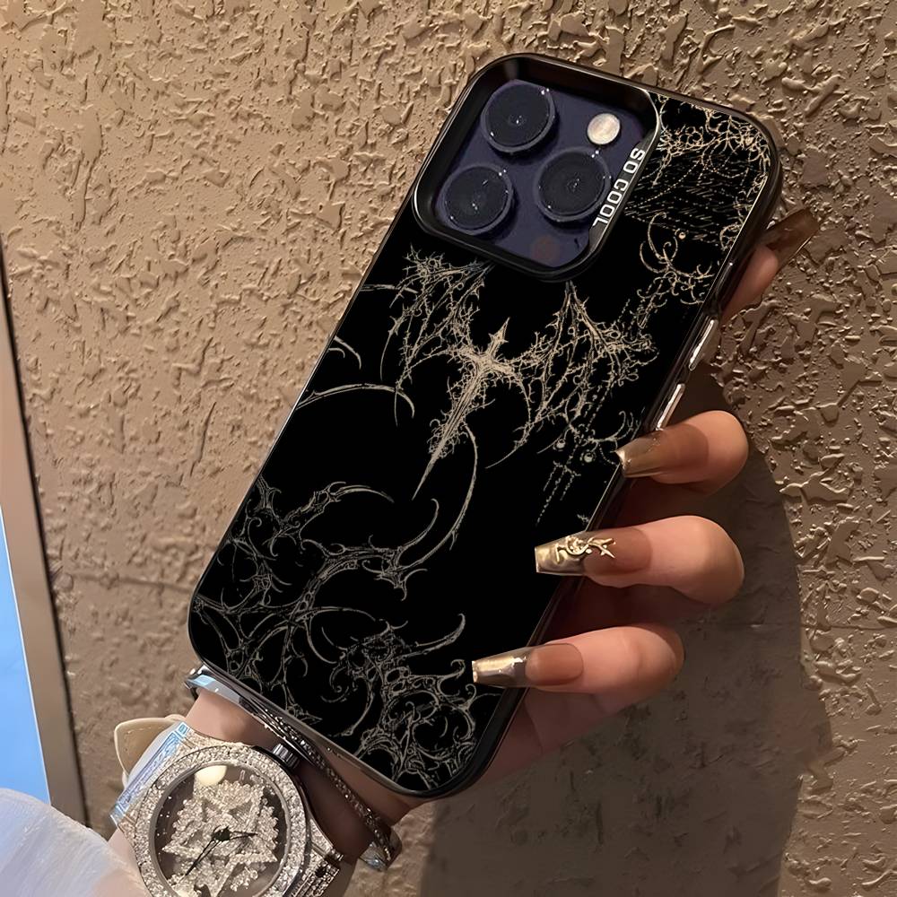 Готический кокетливый киберсигилизм Чехол для телефона Для iPhone 16,15,14,13,12,11,Pro,XS,Max,Plus,Mini,SE Черный Конфетный Матовый Ударопрочный Чехол