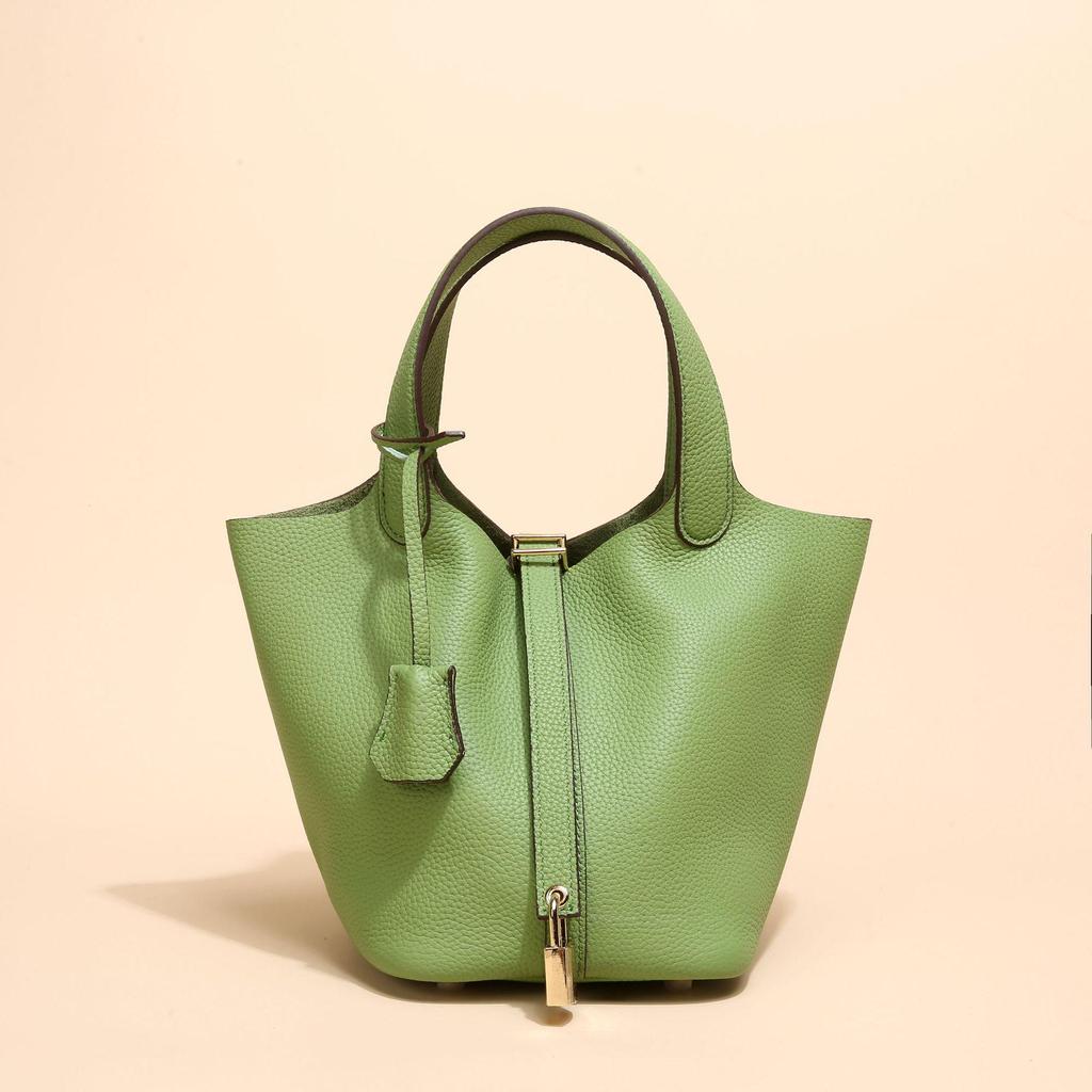 2024 Женская сумка-ведро из натуральной кожи с узором личи - Осенне-зимняя сумка-корзина для овощей