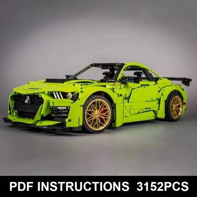 Новый MOC-165802 Зеленый Суперспортивный Автомобиль GT500 1:8 Моделей Строительных Блоков Кирпичики DIY Игрушки Сборка Подарок на День Рождения Рождество Для Детей