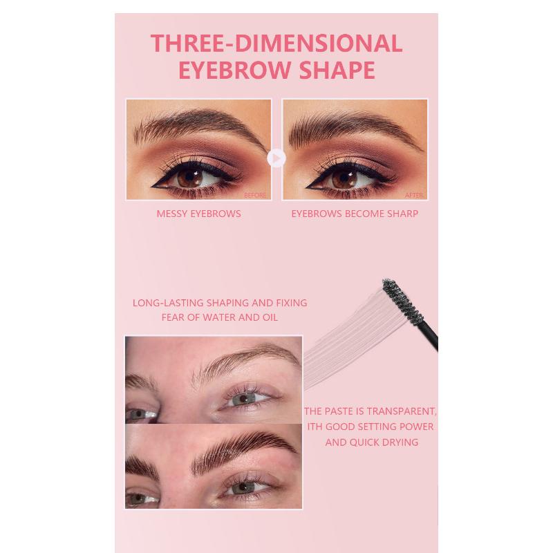 Pudaier Natural Трехмерный крем для бровей с расчесанными бровями Фиксированный крем для бровей Бесцветный набор Двусторонняя расческа для бровей Клей для бровей