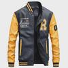Men's Casual PU Leather Baseball Jacket, Stand Collar, Spring/Autumn 2019 Trendy Style, 7701