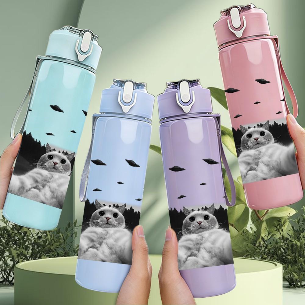 1PC Relaxed Sloth Monochrome 750ml Color Plastic Sports Water Bottle Leakproof Flip Straw Lid Suitable for Sports Office Home Use