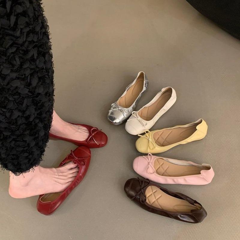 Design Fashion Flats Shoes Women Ballerinas Round Toe Bowtie Slip On Ballet Flats Lazy Loafers Moccasins Ladies Casual Shoes