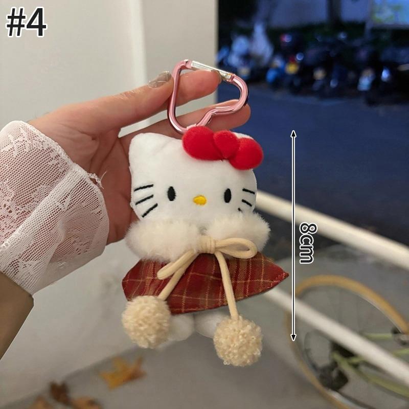 Winter Plush HelloKitty Keychain Scarf Kitty Dress Up Girl Birthday Gift Angel Shaped Kitty Cat Pendant Car Decoration Xmas Gift