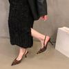 Niche French Leopard Print High Heels Bag Head Sandals Fairy Shoes 2025 New Spring and Summer Temperament Pointed Single Shoes