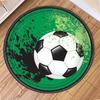 Soccer Theme Round Rug 3D Football Sports Style Carpet Anti-Slip Large Area Rug for Living Room Bedroom Kids Room Decor