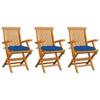 Day and Night - Day and Night Garden Chairs 3 Units Solid Teak Wood with Blue Cushions